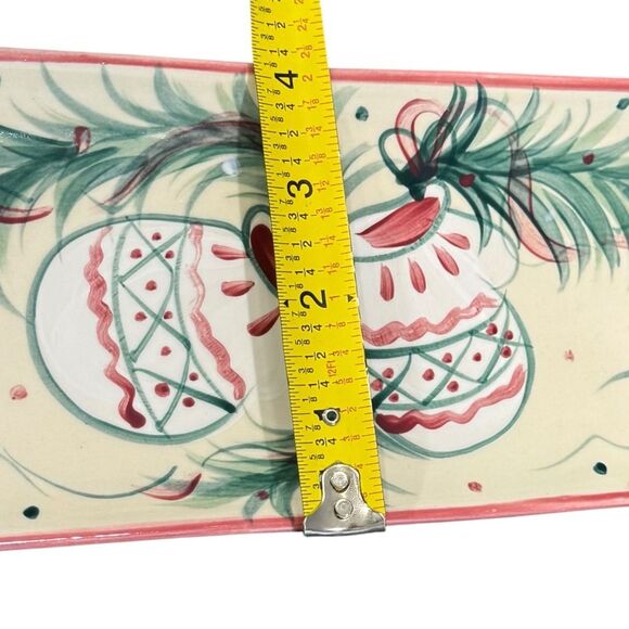 Gail Pittman Holiday Christmas Ornament Rectangular Red Green Tray Platter. - Picture 6 of 6